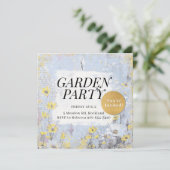 ガーデンパーティーブルーデイジーワイルドフラワー誕生日クラス 招待状 (スタンド正面)