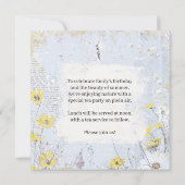 ガーデンパーティーブルーデイジーワイルドフラワー誕生日クラス 招待状 (裏面)