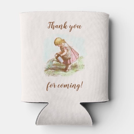 ガーデンパーティーベビーシャワーヴィンテージチャイルドスケッチ 缶クーラー (裏面)