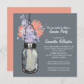 ガーデンパーティーメイソンジャー&ワイルドフラワーズ 招待状 (正面/裏面)