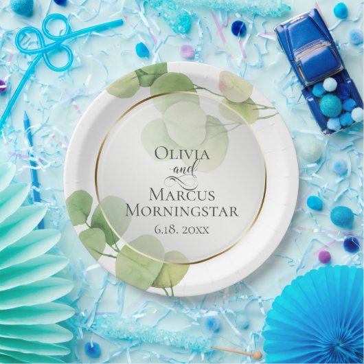 ガーデンパーティーモダンスプリングタイムユーカリ ペーパープレート (パーティー)