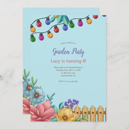 ガーデンパーティーライト招待状 招待状 (正面/裏面)