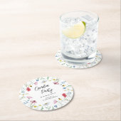 ガーデンパーティーワイルドフラワーズ誕生日 ラウンドペーパーコースター (インサイチュ)