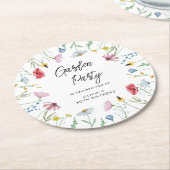 ガーデンパーティーワイルドフラワーズ誕生日 ラウンドペーパーコースター (アングル)