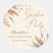 ガーデンパーティーワイルドフラワーフローラ1st誕生日 ラウンドシール (正面)
