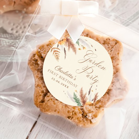 ガーデンパーティーワイルドフラワーフローラ1st誕生日 ラウンドシール