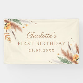 ガーデンパーティーワイルドフラワーフローラ1st誕生日 横断幕