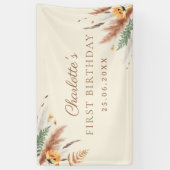 ガーデンパーティーワイルドフラワーフローラ1st誕生日 横断幕 (縦)