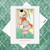 ガーデンパーティーヴィンテージダムファッションイラストレーション ポストカード