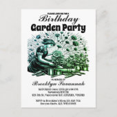 ガーデンパーティー咲き誇る庭師のパーティー招待状 ポストカード (正面)