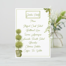 ガーデンパーティー植物と葉フラットメニューカード メニュー