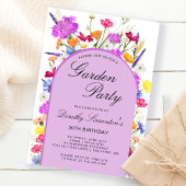 ガーデンパーティー水彩野花30歳の誕生日 招待状