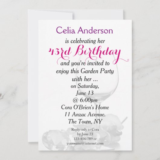 ガーデンパーティー誕生日お祝い招待状 招待状 (裏面)