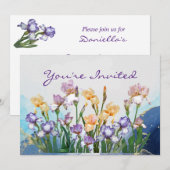 ガーデンパーティー誕生日招待アイリスフラワー 招待状 (正面/裏面)