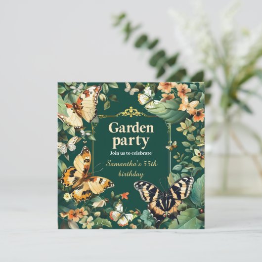 ガーデンパーティー誕生日招待状 招待状 (スタンド正面)