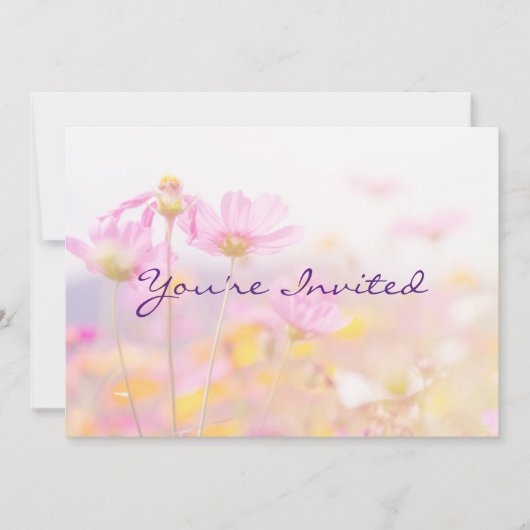 ガーデンパーティー誕生日招待 花 招待状 (正面)