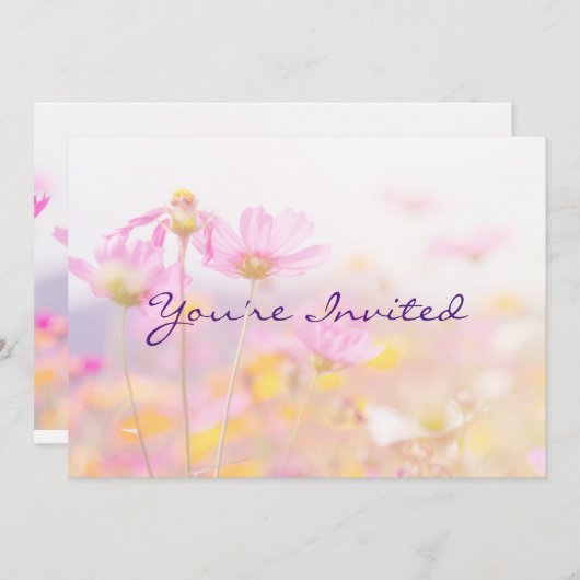 ガーデンパーティー誕生日招待 花 招待状 (正面/裏面)