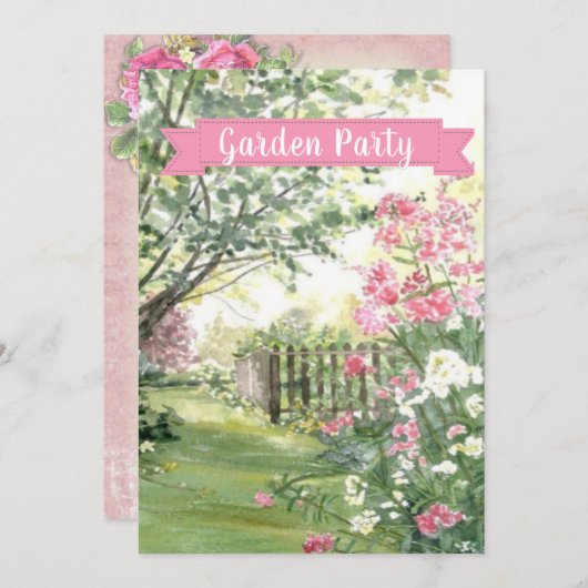 ガーデンパーティー誕生日/その他の大事な行事/招待状 招待状 (正面/裏面)