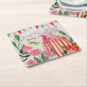 ガーデンパーティー誕生日 スクエアペーパーコースター (アングル)