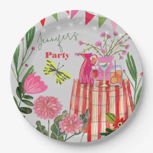 ガーデンパーティー誕生日 ペーパープレート (正面)