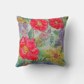 ガーデンパーティー開花ウォーターカラーフローラ装飾用クッション クッション (裏面)