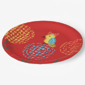 ガーデンパーティー – イエローバード誕生日 ペーパープレート (アングル)