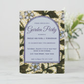 ガーデンパーティー - ダスティーブルー ヴィンテージ フラワーデザイン 招待状 (スタンド正面)