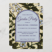 ガーデンパーティー - ダスティーブルー ヴィンテージ フラワーナチュラル 招待状 (正面/裏面)