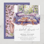 ガーデンパーティー ピクニック ラベンダー フラワーブライダルシャワー 招待状 (正面/裏面)