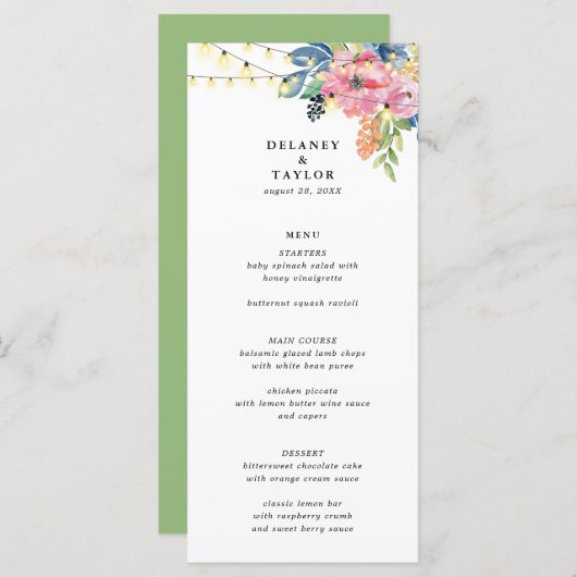 ガーデンパーティー、花とキラキラ結婚イト メニュー (正面/裏面)