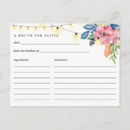 ガーデンパーティー、花とライトレシピカード ポストカード