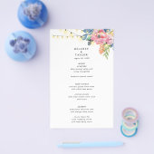 ガーデンパーティー、花、きらめくライトメニュー チラシ (シングル)