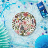 ガーデンパーティ ヴィンテージ フラワーズ グリーンテーブル バースデー ペーパープレート (パーティー)