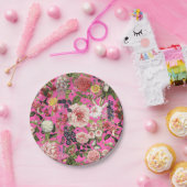 ガーデンパーティ ヴィンテージ フラワー グリーンサム 誕生日 ペーパープレート (パーティー)