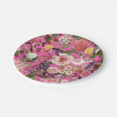 ガーデンパーティ ヴィンテージ フラワー グリーンサム 誕生日 ペーパープレート (アングル)