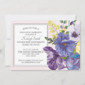 ガーデンパープルイエローピンクフローラグラードパーティー 招待状 (正面)