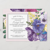 ガーデンパープルイエローピンクフローラグラードパーティー 招待状 (正面/裏面)