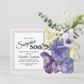 ガーデンパープルイエローピンクフローラ50誕生日 招待状 (スタンド正面)