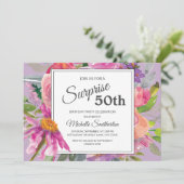 ガーデンパープルピンクフローラ50th誕生日パーティー 招待状 (スタンド正面)