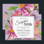 ガーデンパープルピンクフローラ50th誕生日パーティー 招待状<br><div class="desc">ピンクエレガントの驚きの上の植物紫色とピンクのフローラ50th誕生日パーティーの招待。文字、フォント、フォントのサイズと色は完全にカスタマイズ可能で、このカードはニーズに完璧に合わせカスタマイズたことができます。</div>