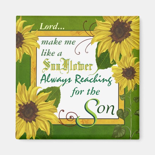 ガーデンヒマワリ祈りの言葉磁石 マグネット (正面)