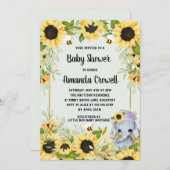 ガーデンヒマワリ象ボーイベビーシャワー 招待状 (正面/裏面)