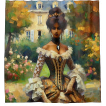 ガーデンビクトリアンシャワーカーテンに入った女性