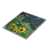 ガーデンビューひまわりデイジー緑樹林 タイル (側面)