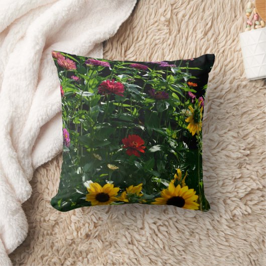 ガーデンビューデイジーコスモスサンフラワースミム クッション (ブランケット)