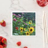 ガーデンビュー夏のフローラピンク赤い黄色の花 スタンダードカクテルナプキン (インサイチュ)