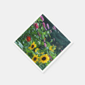 ガーデンビュー夏のフローラピンク赤い黄色の花 スタンダードカクテルナプキン (角)