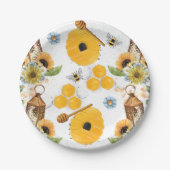 ガーデンビーヒマワリ模様 ペーパープレート (正面)