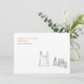 ガーデンピクニックミニマリスト白黒結婚ズ エンクロージャーカード (スタンド正面)