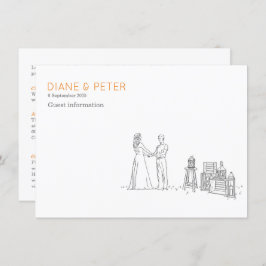 ガーデンピクニックミニマリスト白黒結婚ズ エンクロージャーカード